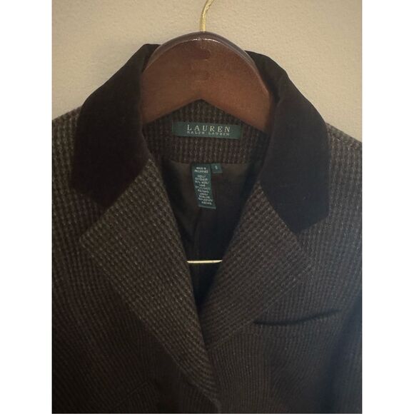 Lauren Ralph Lauren Wool Herringbone Equestrian Blazer Velvet  Vintage - Size6 - Picture 5 of 14
